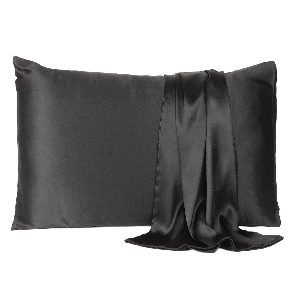 Black Dreamy Set Of 2 Silky Satin Queen Pillowcases - Homeroots