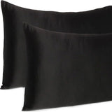 Black Dreamy Set Of 2 Silky Satin Queen Pillowcases - Homeroots - Flyclothing LLC