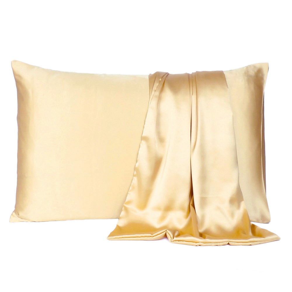 Pale Yellow Dreamy Set Of 2 Silky Satin Queen Pillowcases - Homeroots