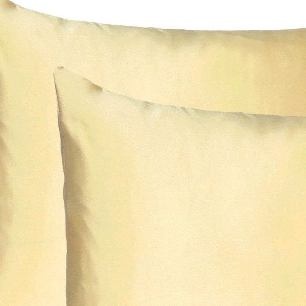 Pale Yellow Dreamy Set Of 2 Silky Satin Queen Pillowcases - Homeroots - Flyclothing LLC