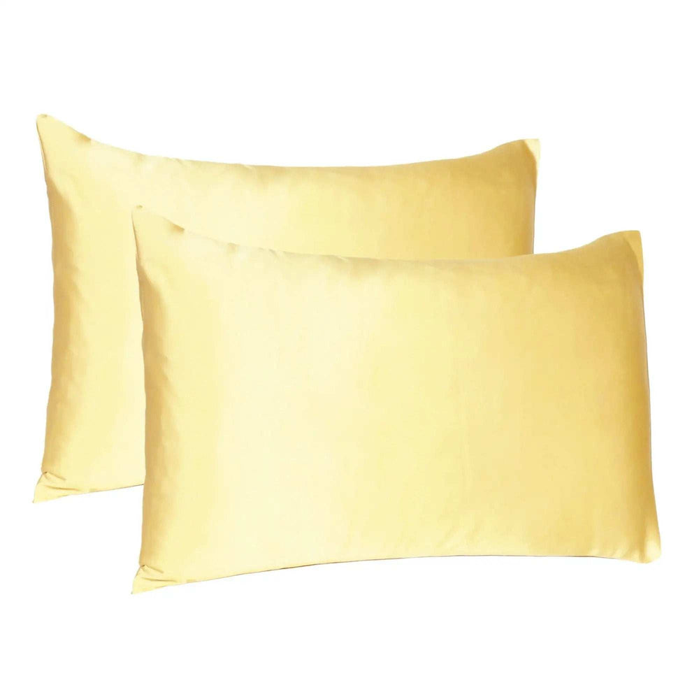 Gold Dreamy Set Of 2 Silky Satin Queen Pillowcases - Homeroots - Flyclothing LLC