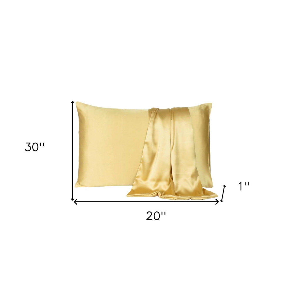 Gold Dreamy Set Of 2 Silky Satin Queen Pillowcases - Homeroots - Flyclothing LLC