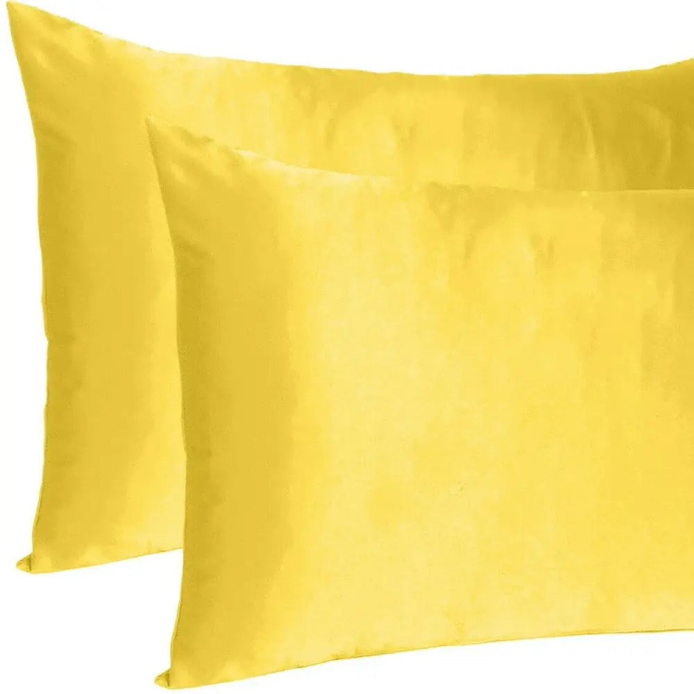 Lemon Dreamy Set Of 2 Silky Satin Queen Pillowcases - Homeroots - Flyclothing LLC