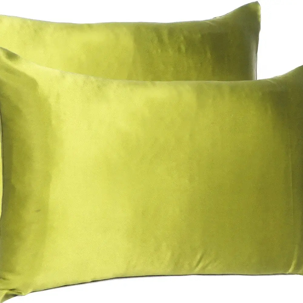 Lemongrass Dreamy Set Of 2 Silky Satin Queen Pillowcases - Homeroots - Flyclothing LLC