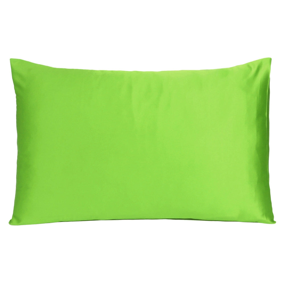 Bright Green Dreamy Set Of 2 Silky Satin Queen Pillowcases - Homeroots