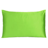 Bright Green Dreamy Set Of 2 Silky Satin Queen Pillowcases - Homeroots