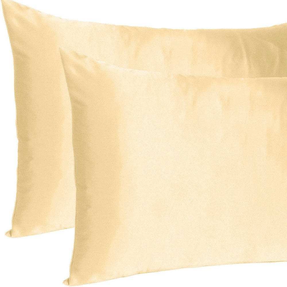 Pale Peach Dreamy Set Of 2 Silky Satin Queen Pillowcases - Homeroots - Flyclothing LLC