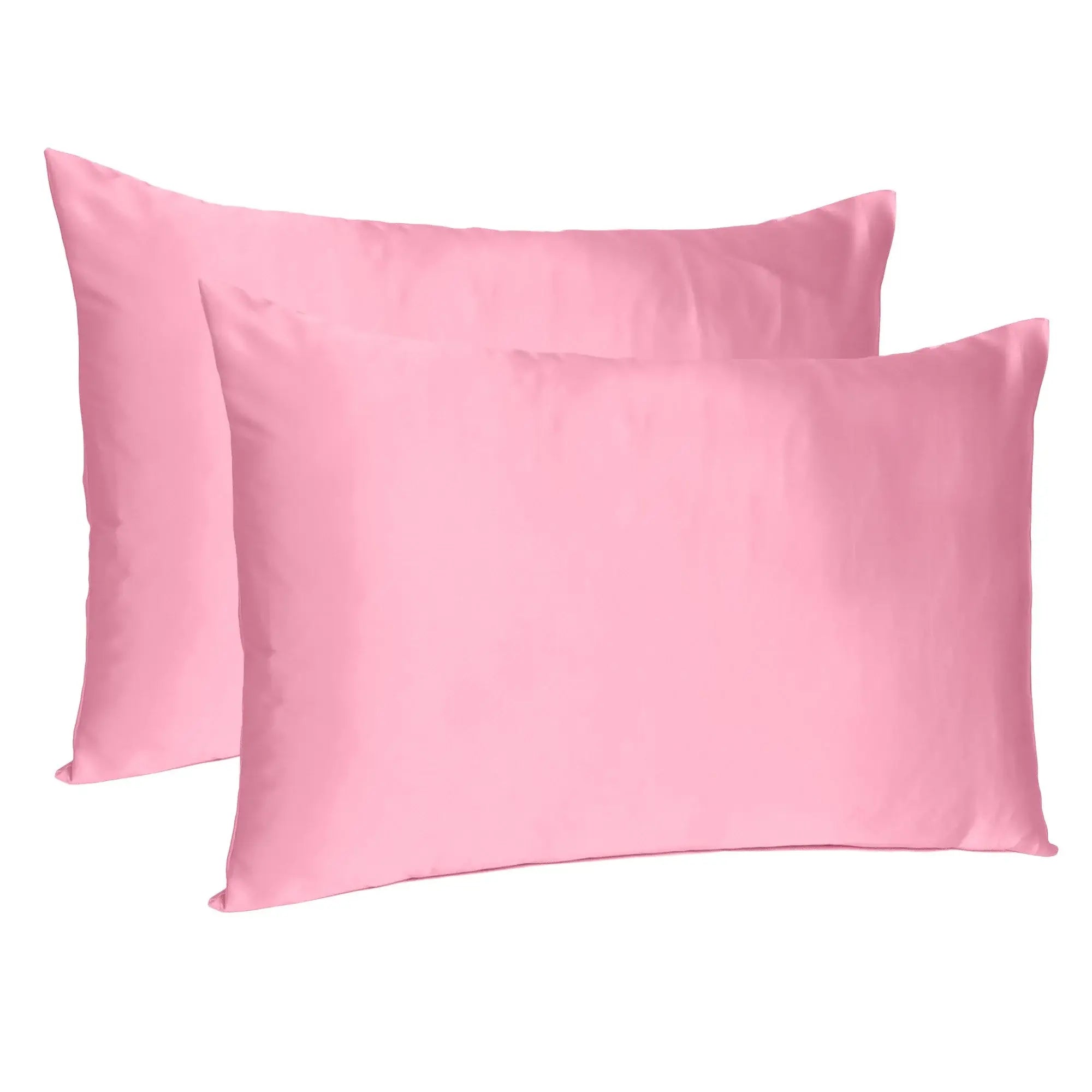 Pink Rose Dreamy Set Of 2 Silky Satin Queen Pillowcases - Homeroots - Flyclothing LLC