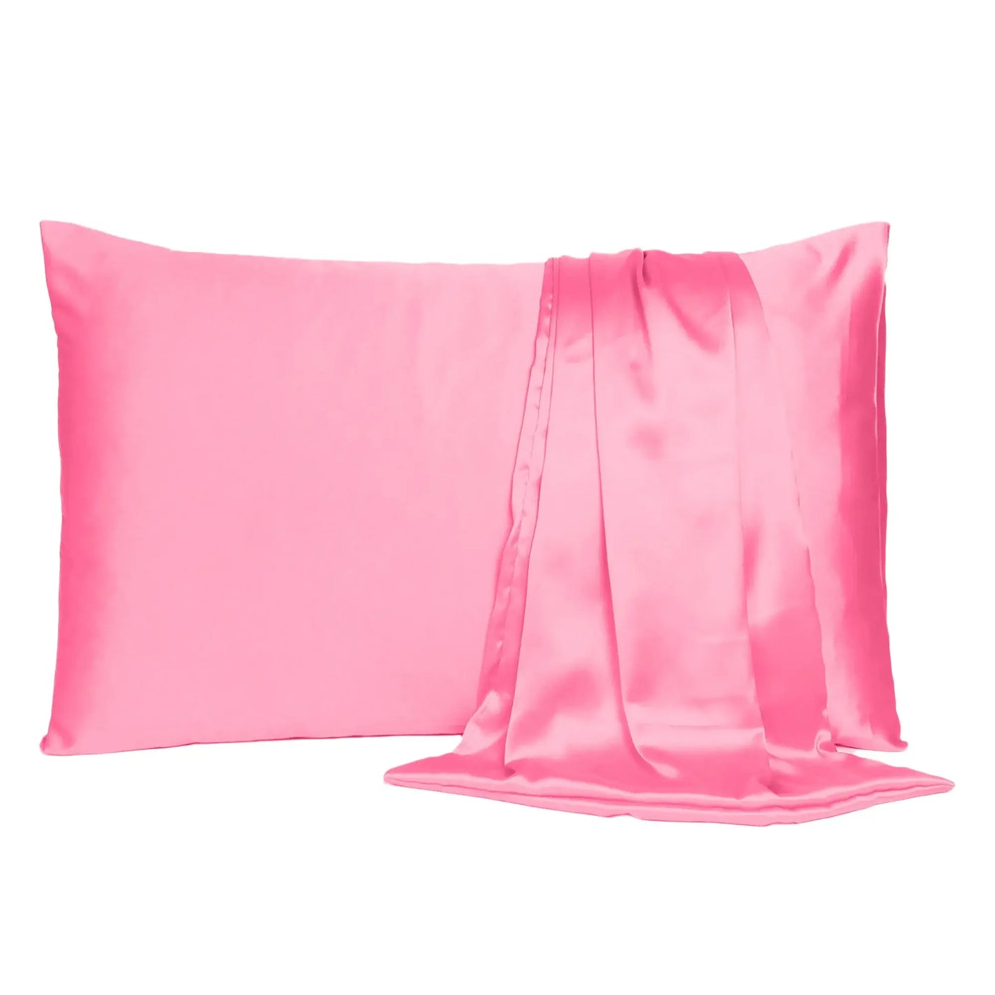 Pink Rose Dreamy Set Of 2 Silky Satin Queen Pillowcases - Homeroots - Flyclothing LLC