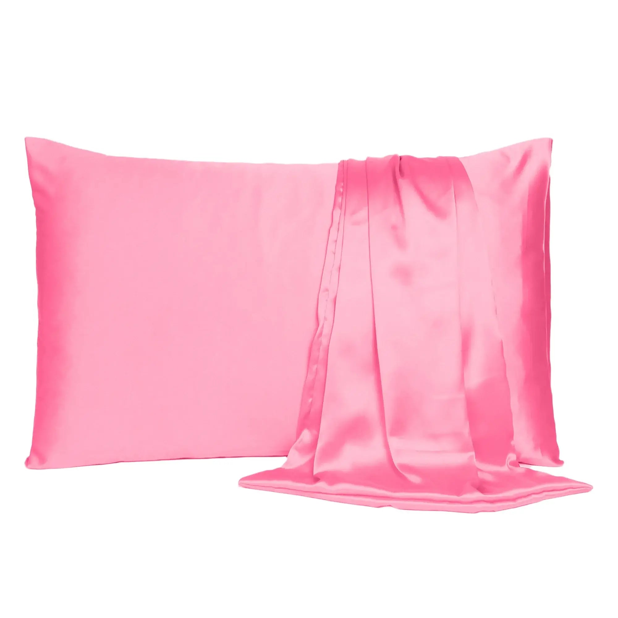 Pink Rose Dreamy Set Of 2 Silky Satin Queen Pillowcases - Homeroots - Flyclothing LLC