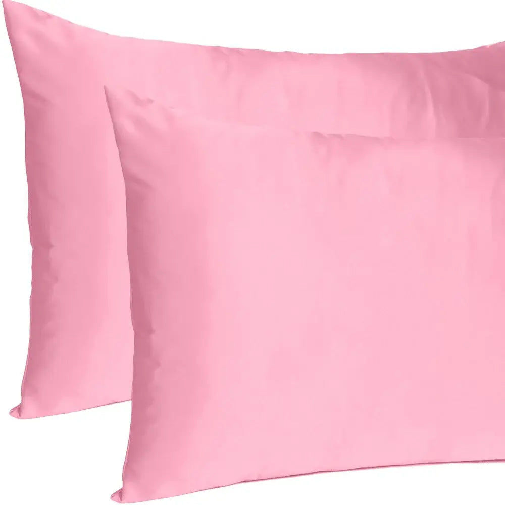 Pink Rose Dreamy Set Of 2 Silky Satin Queen Pillowcases - Homeroots - Flyclothing LLC