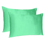 Green Dreamy Set Of 2 Silky Satin Queen Pillowcases - Homeroots - Flyclothing LLC