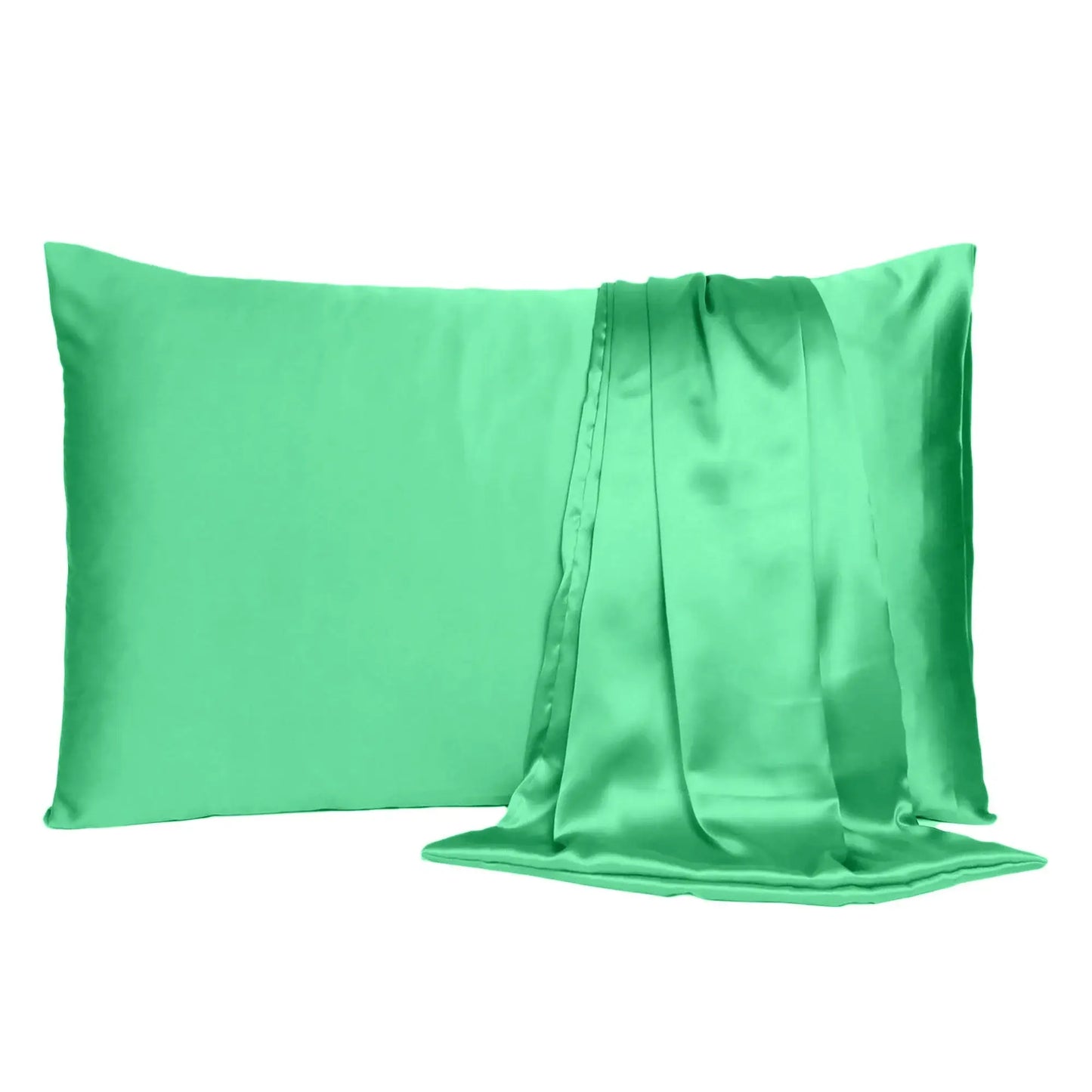 Green Dreamy Set Of 2 Silky Satin Queen Pillowcases - Homeroots - Flyclothing LLC