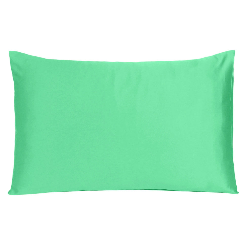 Green Dreamy Set Of 2 Silky Satin Queen Pillowcases - Homeroots