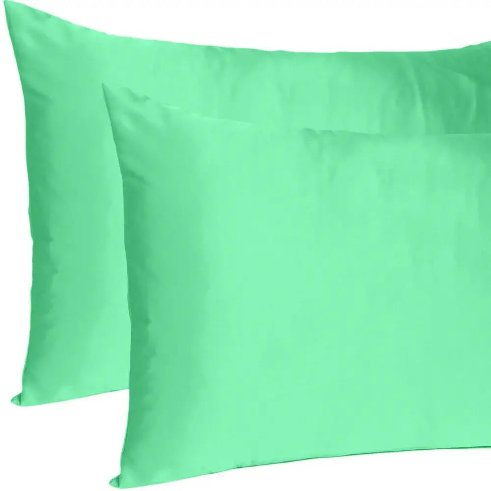 Green Dreamy Set Of 2 Silky Satin Queen Pillowcases - Homeroots - Flyclothing LLC