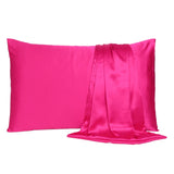 Fuchsia Dreamy Set Of 2 Silky Satin Queen Pillowcases - Homeroots
