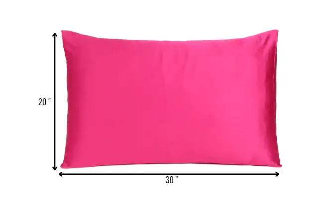 Fuchsia Dreamy Set Of 2 Silky Satin Queen Pillowcases - Homeroots - Flyclothing LLC