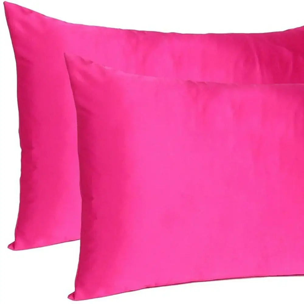 Fuchsia Dreamy Set Of 2 Silky Satin Queen Pillowcases - Homeroots - Flyclothing LLC