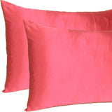 Poppy Red Dreamy Set Of 2 Silky Satin Queen Pillowcases - Homeroots - Flyclothing LLC