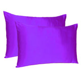 Bright Purple Dreamy Set Of 2 Silky Satin Queen Pillowcases - Homeroots