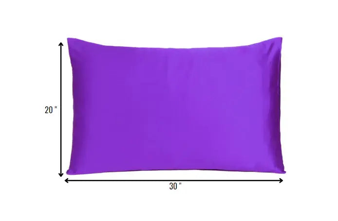 Bright Purple Dreamy Set Of 2 Silky Satin Queen Pillowcases - Homeroots - Flyclothing LLC