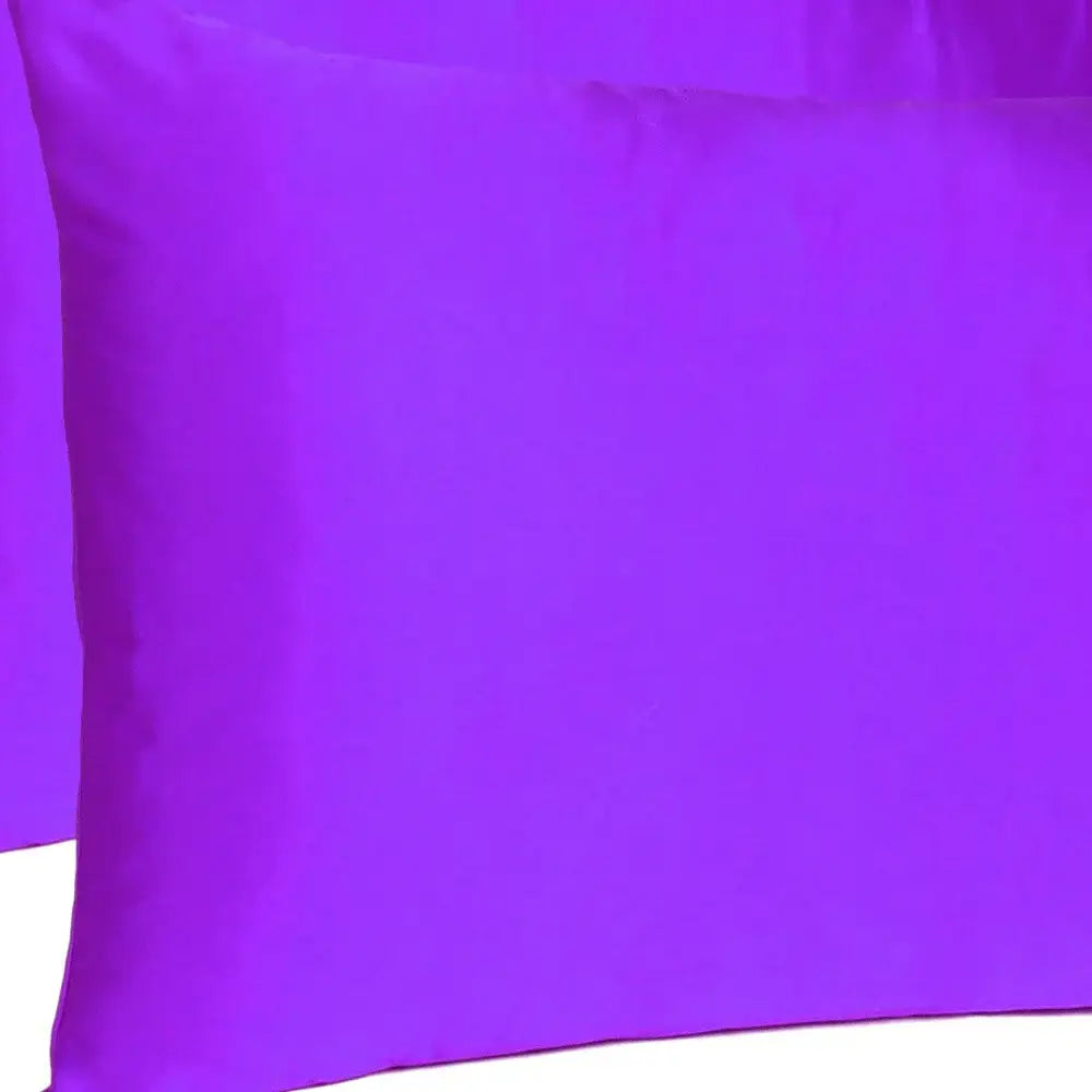 Bright Purple Dreamy Set Of 2 Silky Satin Queen Pillowcases - Homeroots - Flyclothing LLC