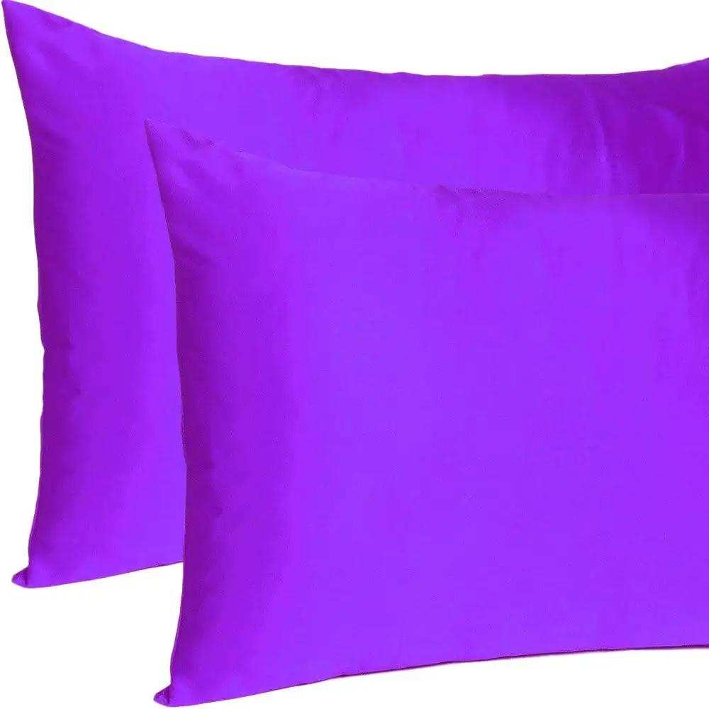 Bright Purple Dreamy Set Of 2 Silky Satin Queen Pillowcases - Homeroots - Flyclothing LLC