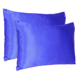 Royal Blue Dreamy Set Of 2 Silky Satin Queen Pillowcases - Homeroots