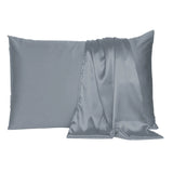 Dark Gray Dreamy Set Of 2 Silky Satin Queen Pillowcases - Homeroots