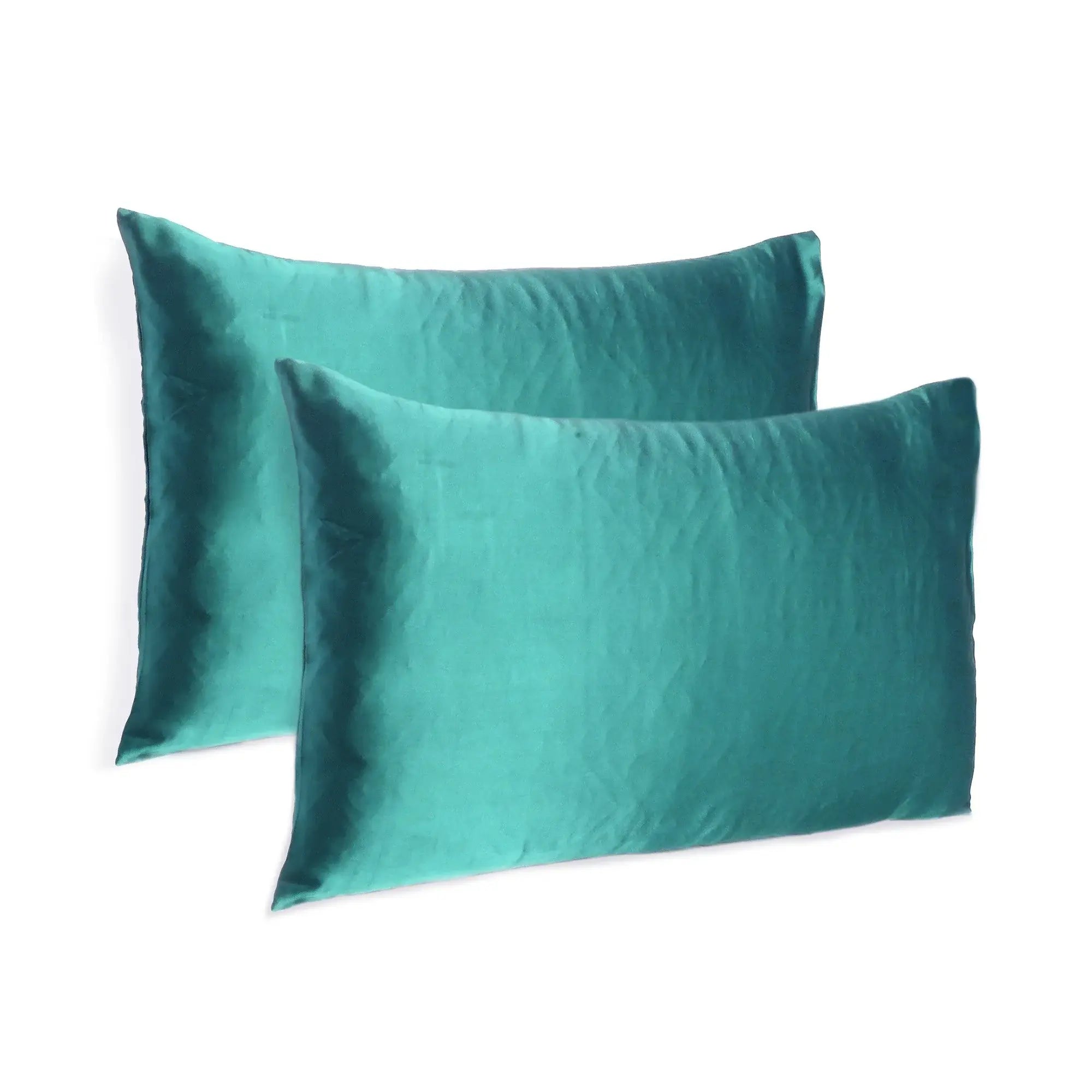Teal Dreamy Set Of 2 Silky Satin Queen Pillowcases - Homeroots - Flyclothing LLC