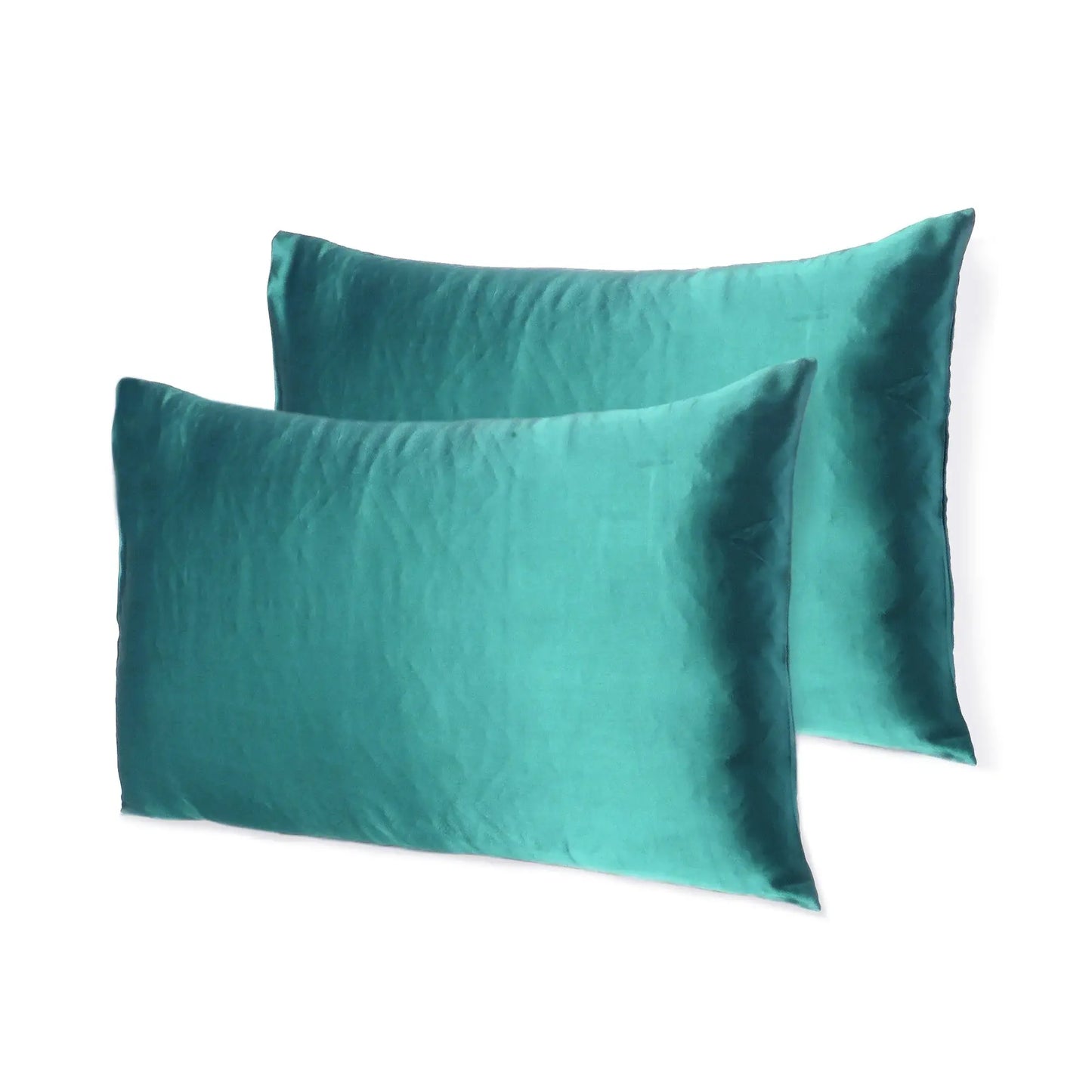 Teal Dreamy Set Of 2 Silky Satin Queen Pillowcases - Homeroots - Flyclothing LLC