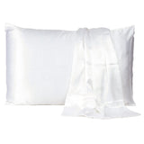White Dreamy Set Of 2 Silky Satin Queen Pillowcases - Homeroots