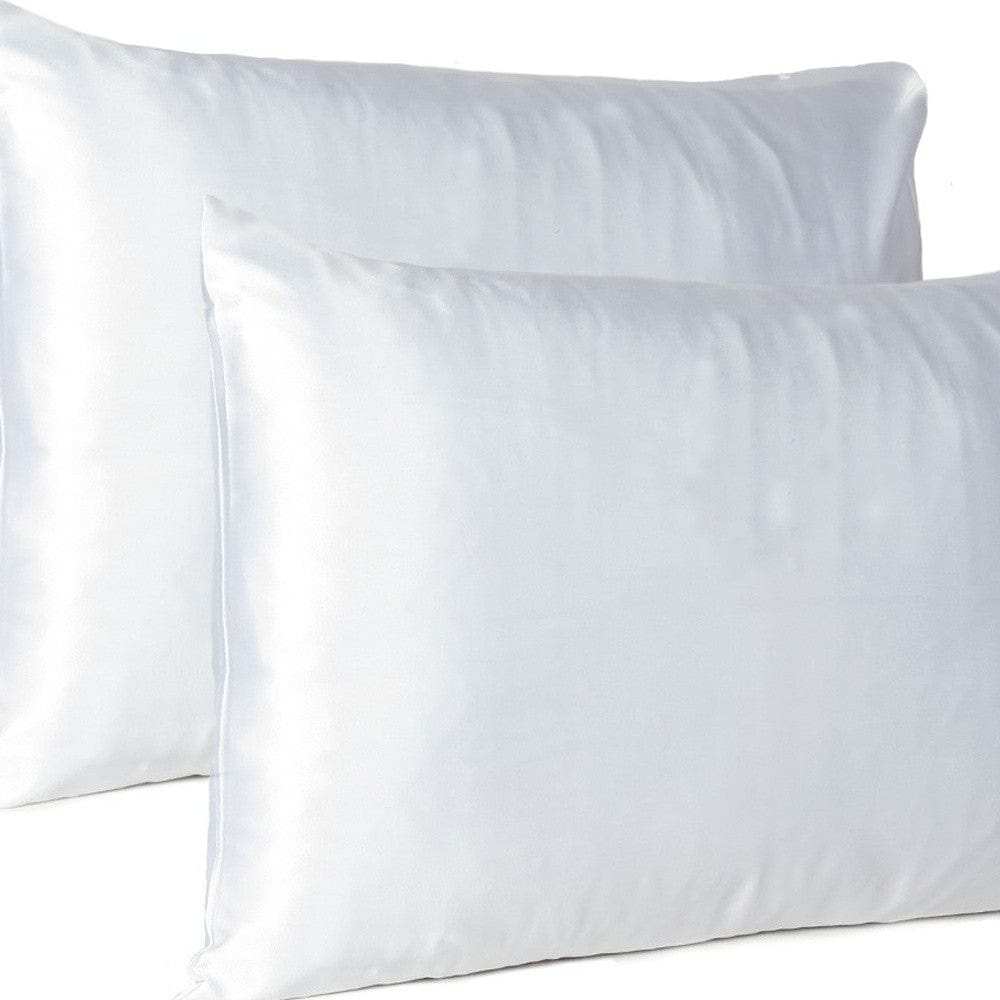 White Dreamy Set Of 2 Silky Satin Queen Pillowcases - Homeroots - Flyclothing LLC