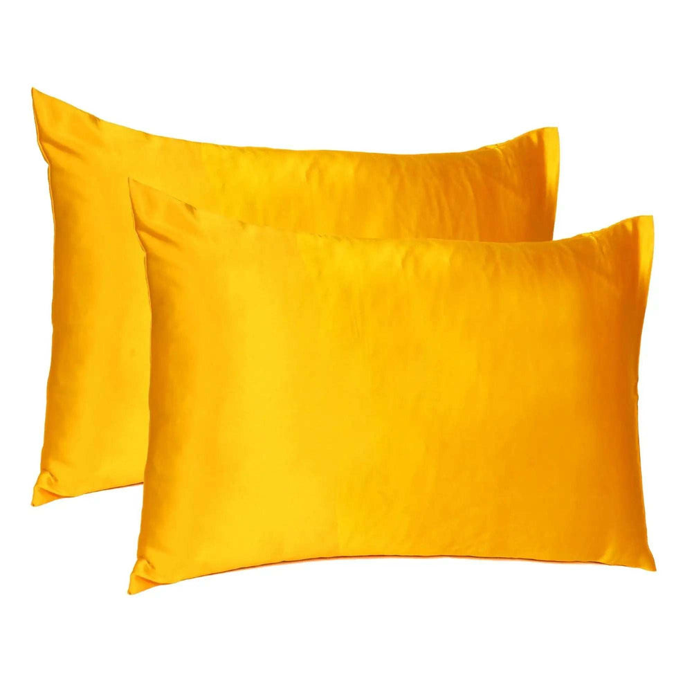 Goldenrod Dreamy Set Of 2 Silky Satin Queen Pillowcases - Homeroots - Flyclothing LLC