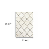 2' X 3' Ivory And Gray Geometric Lattice Scatter Rug - Homeroots - Flyclothing LLC