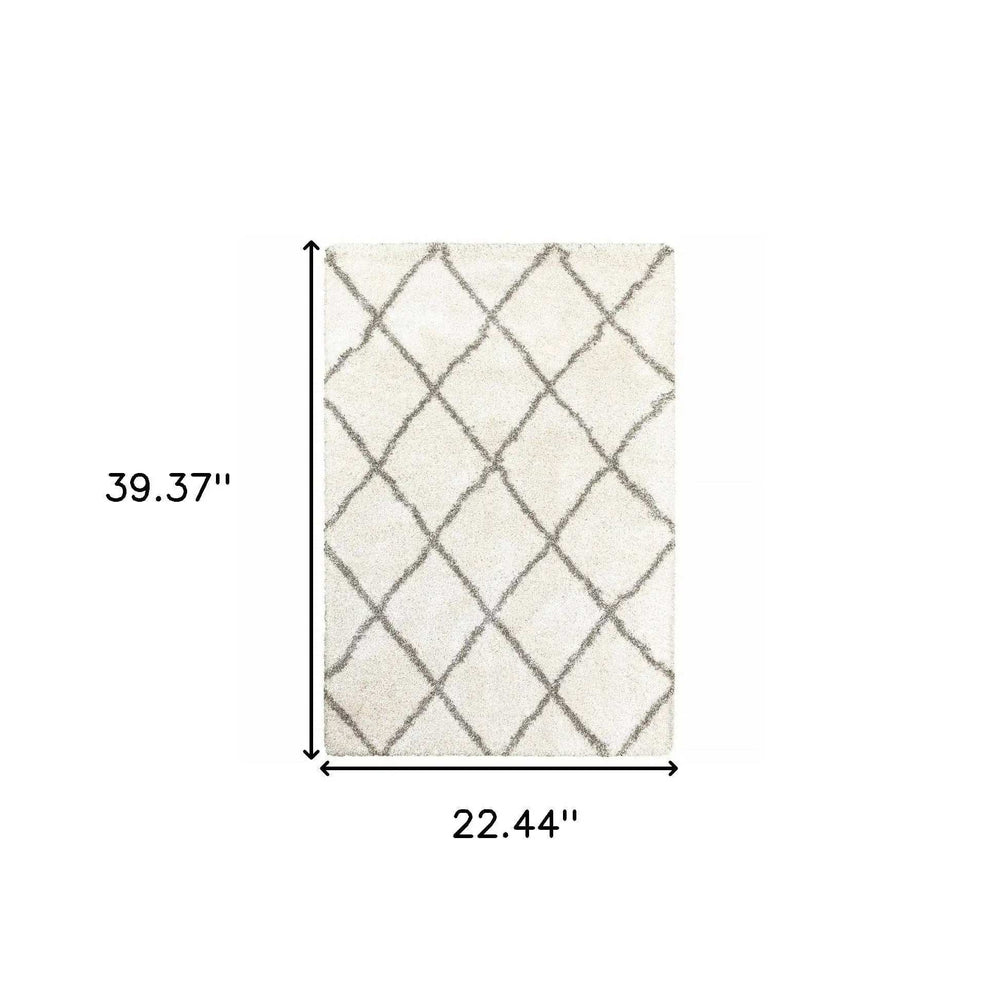 2' X 3' Ivory And Gray Geometric Lattice Scatter Rug - Homeroots - Flyclothing LLC