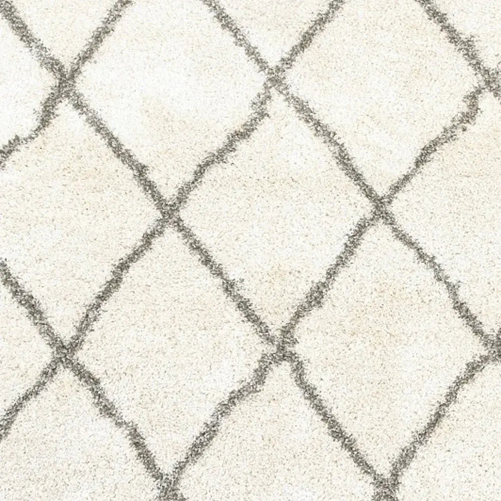 2' X 3' Ivory And Gray Geometric Lattice Scatter Rug - Homeroots - Flyclothing LLC