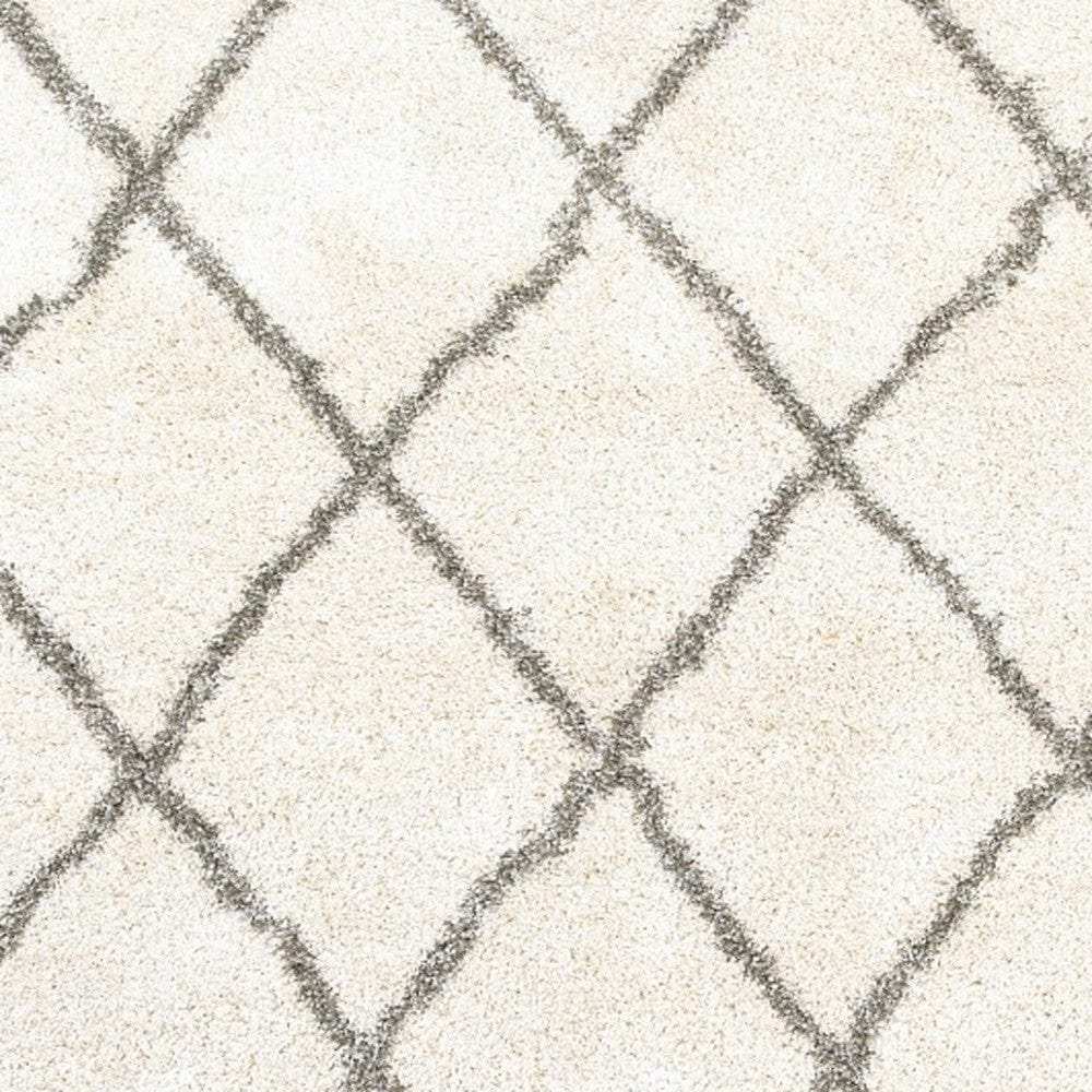 2' X 3' Ivory And Gray Geometric Lattice Scatter Rug - Homeroots - Flyclothing LLC