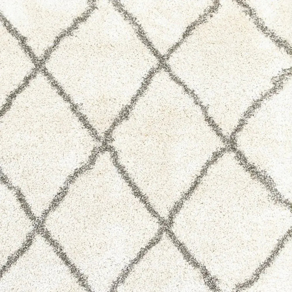 2' X 3' Ivory And Gray Geometric Lattice Scatter Rug - Homeroots - Flyclothing LLC