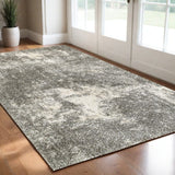 2' X 3' Gray And Ivory Distressed Abstract Scatter Rug - Homeroots