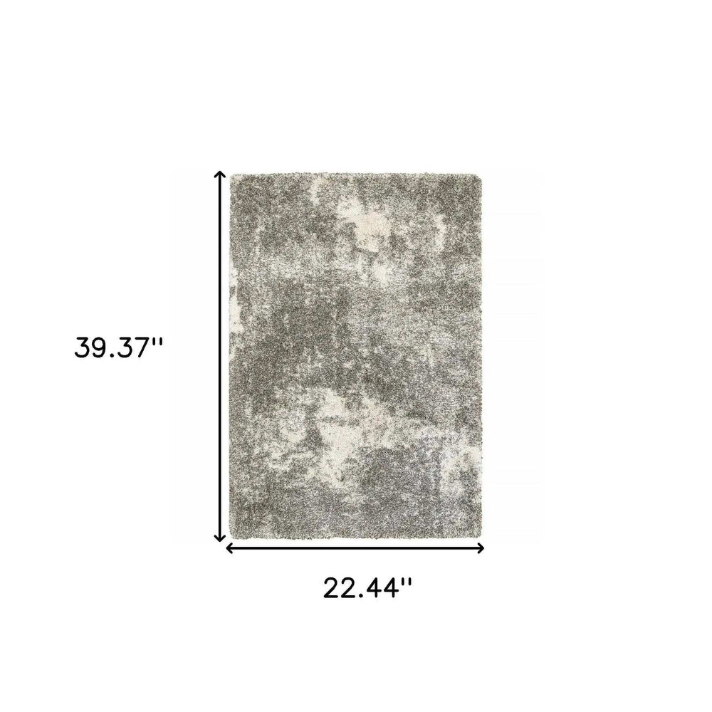 2' X 3' Gray And Ivory Distressed Abstract Scatter Rug - Homeroots - Flyclothing LLC