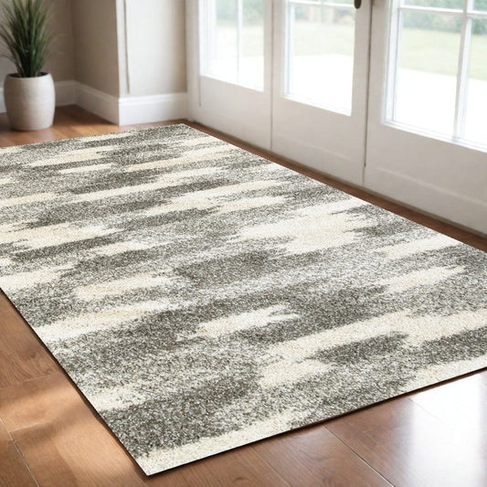 2' X 3' Gray And Ivory Geometric Pattern Scatter Rug - Homeroots