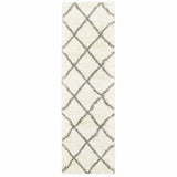 2' X 8' Ivory And Gray Geometric Lattice Runner Rug - Homeroots - Flyclothing LLC