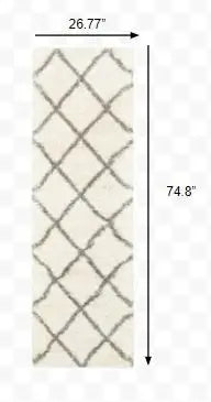 2' X 8' Ivory And Gray Geometric Lattice Runner Rug - Homeroots - Flyclothing LLC