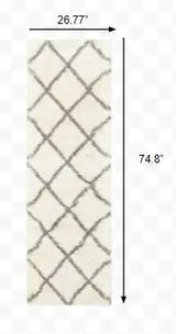2' X 8' Ivory And Gray Geometric Lattice Runner Rug - Homeroots - Flyclothing LLC