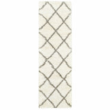 2' X 8' Ivory And Gray Geometric Lattice Runner Rug - Homeroots - Flyclothing LLC