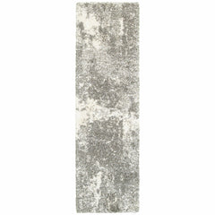 2' X 8' Gray And Ivory Distressed Abstract Runner Rug - Homeroots