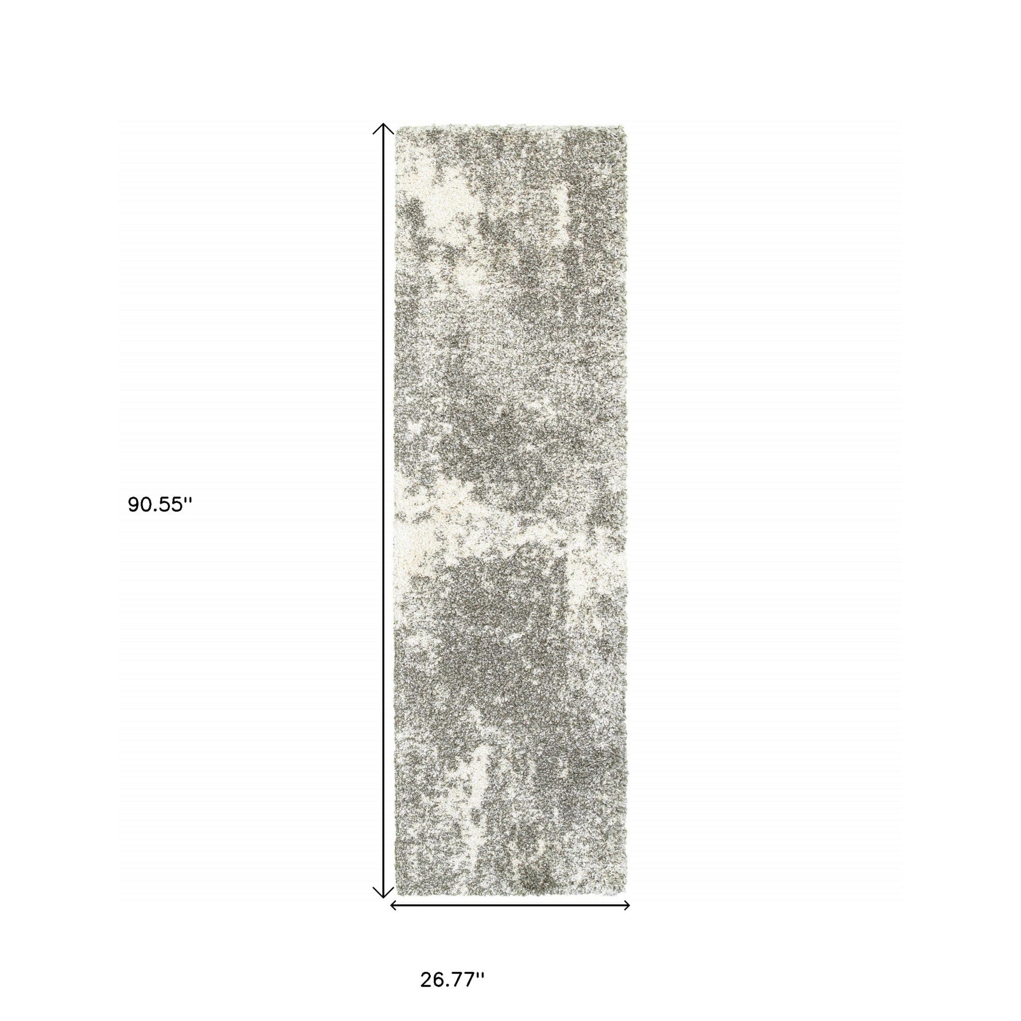2' X 8' Gray And Ivory Distressed Abstract Runner Rug - Homeroots