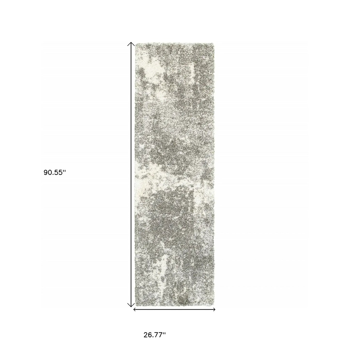 2' X 8' Gray And Ivory Distressed Abstract Runner Rug - Homeroots - Flyclothing LLC