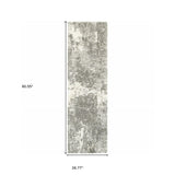 2' X 8' Gray And Ivory Distressed Abstract Runner Rug - Homeroots - Flyclothing LLC